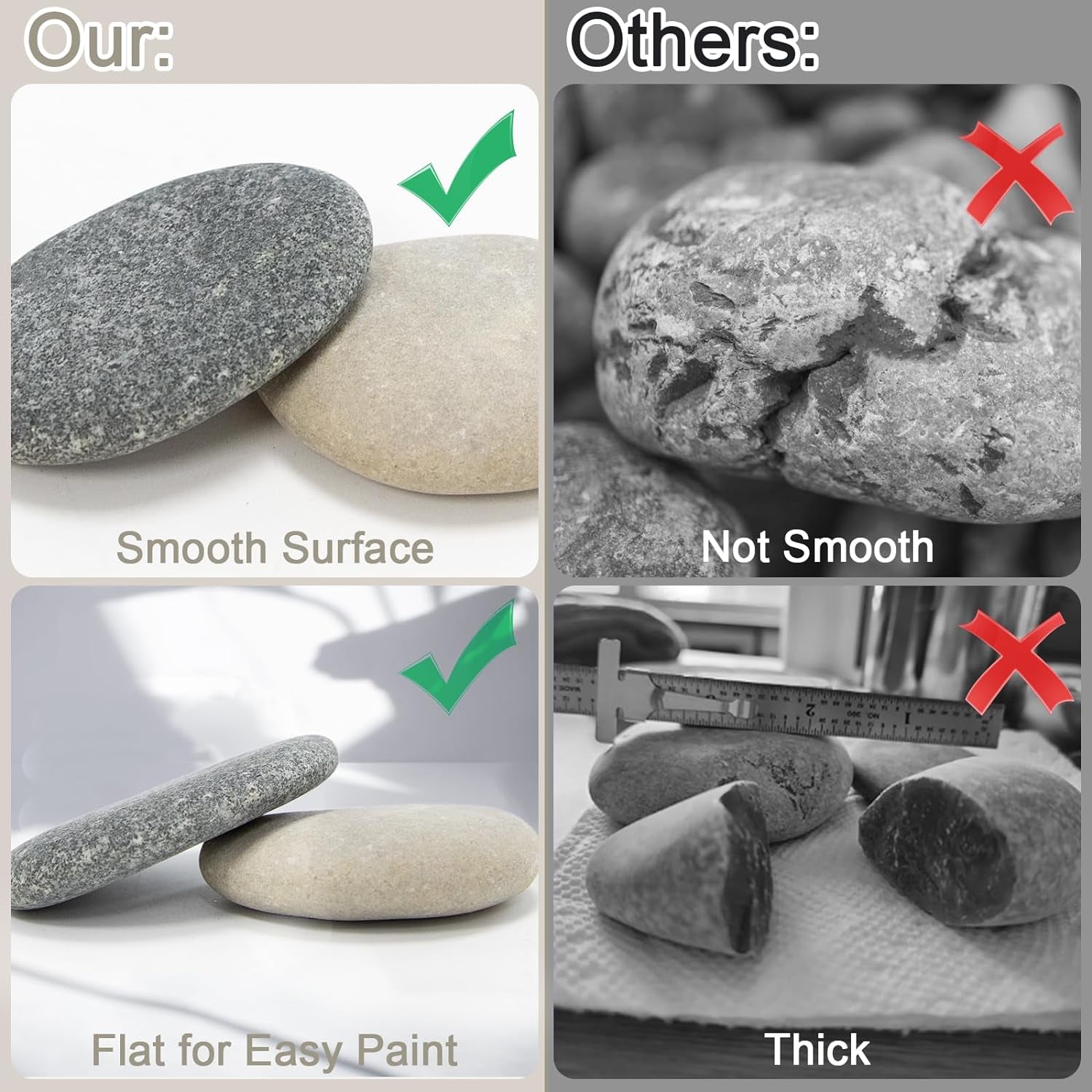 Rocks for Painting 20 Pcs 2.2-3.2” River Rocks for Paint Rock Natural Flat & Smooth Stones for Painting for Kids & Adult Craft Gift