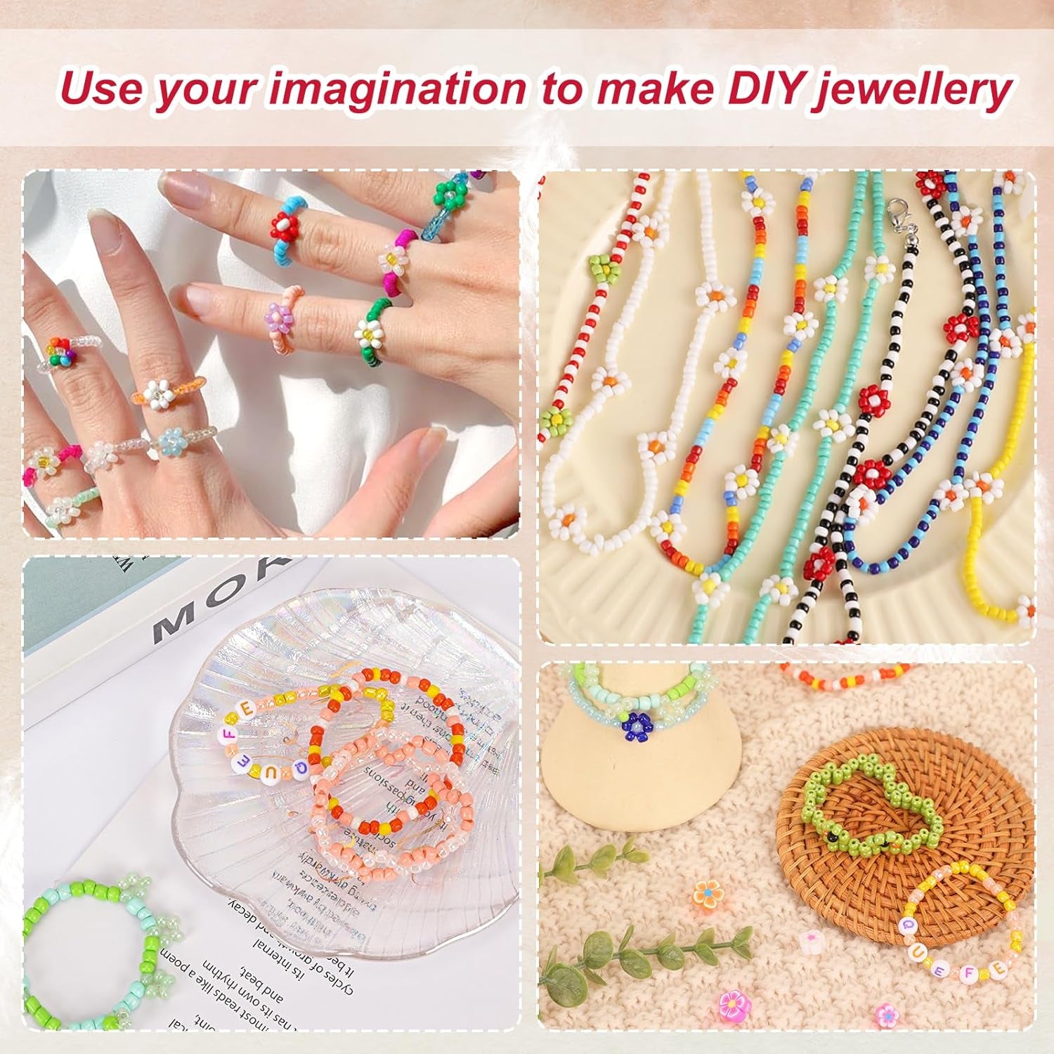 4100Pcs 5Mm Glass Seed Beads Craft Beads Kit and Colorful Letter Beads for Friendship Bracelets Jewelry Making Necklaces and Key Chains, Glass Pony Seed Letter Alphabet DIY Art and Craft