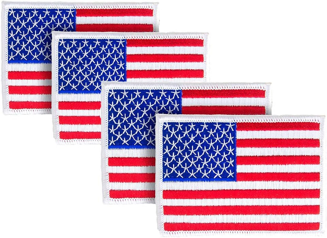 10Pack American Flag Patch, Iron on or Sew on Uniform Emblem, American Flag Morale Hook Patch (10)
