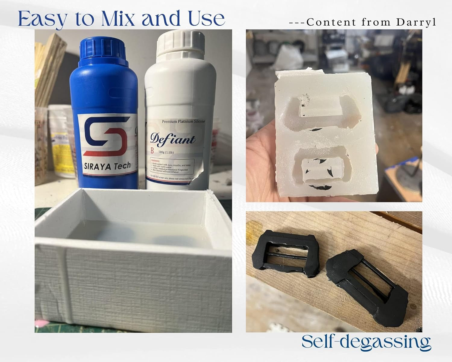 Defiant 25 Platinum Silicone Mold Making DIY Kit, Food Safe, 25A Hardness, Ideal for 3D Printer UV Resin, Easy to Stop Curing Inhibition, No Coating, for Casting Epoxy Resin (35.27 Oz)