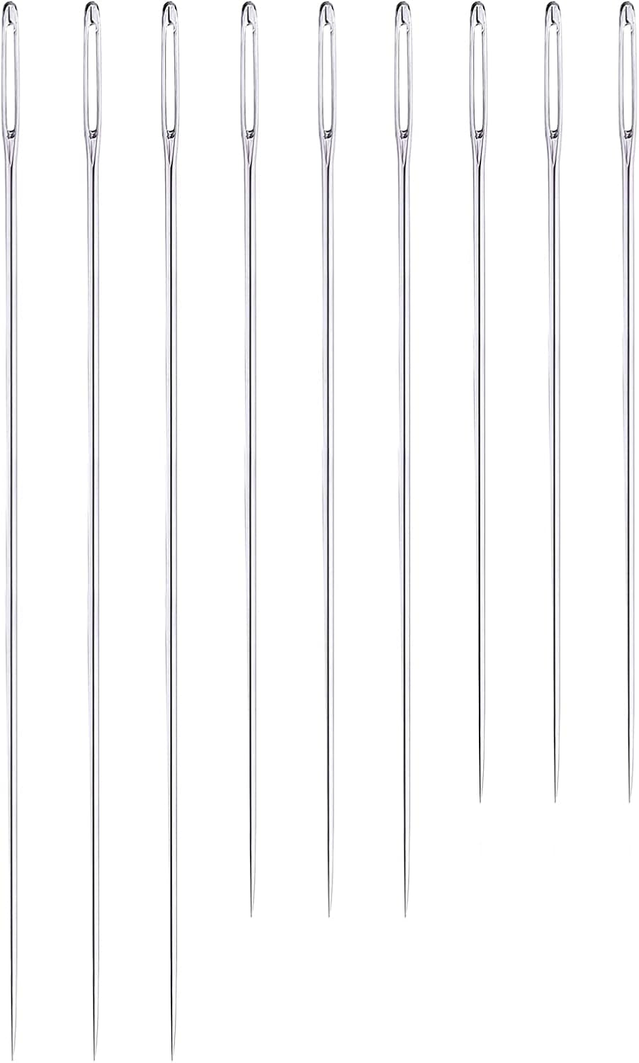 9Pcs 4.9"/5.9"/6.9" Extra Long Darning Needles Sewing Needles Big Eye Hand Quilting Needles for Doll Making Webbing Carpet Leather Canvas Repair Stitching and Crafting Project