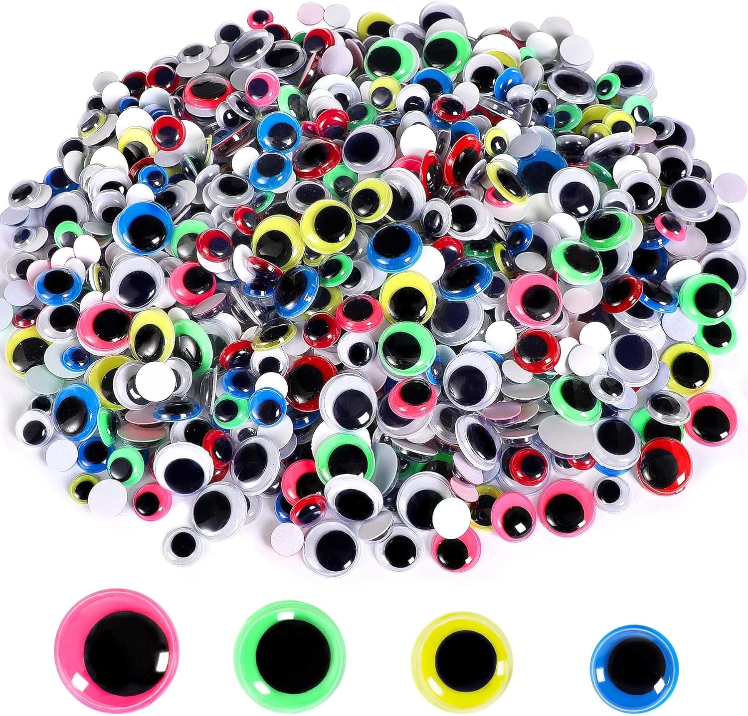 1000 Pcs Self Adhesive Googly Wiggle Eyes for DIY, Multi Colors and Sizes Craft Sticker Eyes