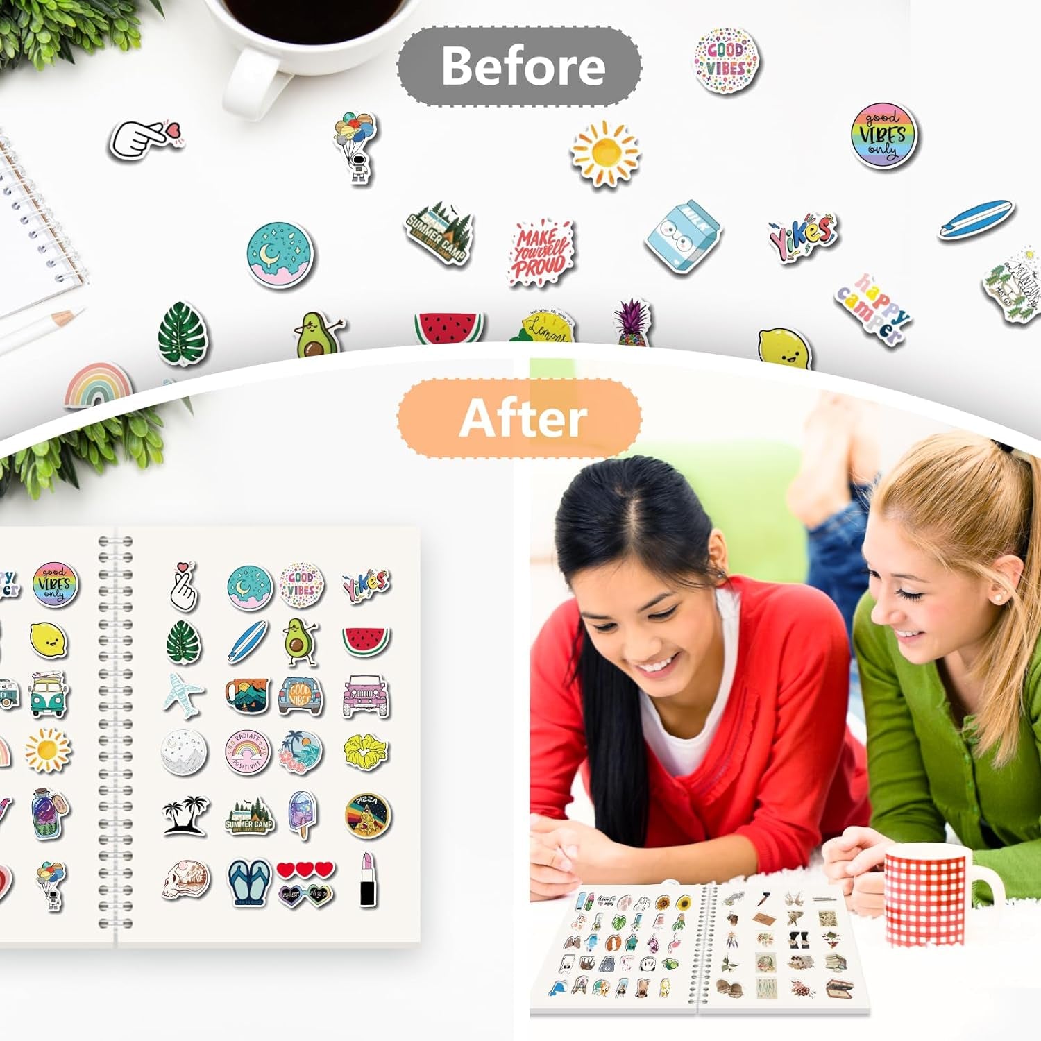 Reusable Sticker Storage Book Collecting Album Stickers Organizer Book A5 Size with Plastic Cover 40 Sheets Release Paper for Stickers Holder Collection (Black)