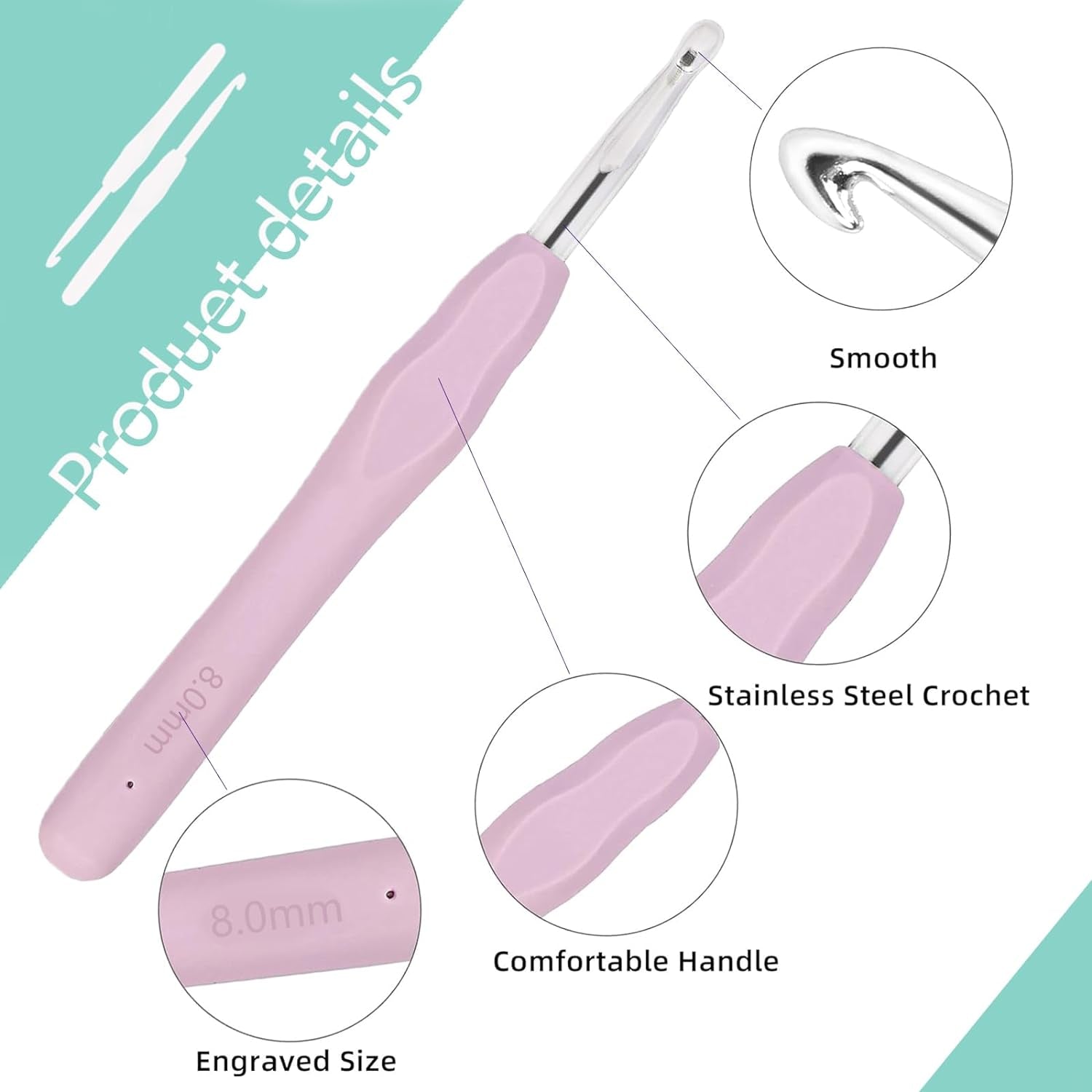 Crochet Hooks 11 Size Crochet Hook Set with Soft Handle and Case Crochet Needle Kit for Beginners Knitting Needle Kit Yarn Crochet Kit 2Mm(B) to 8Mm(L)