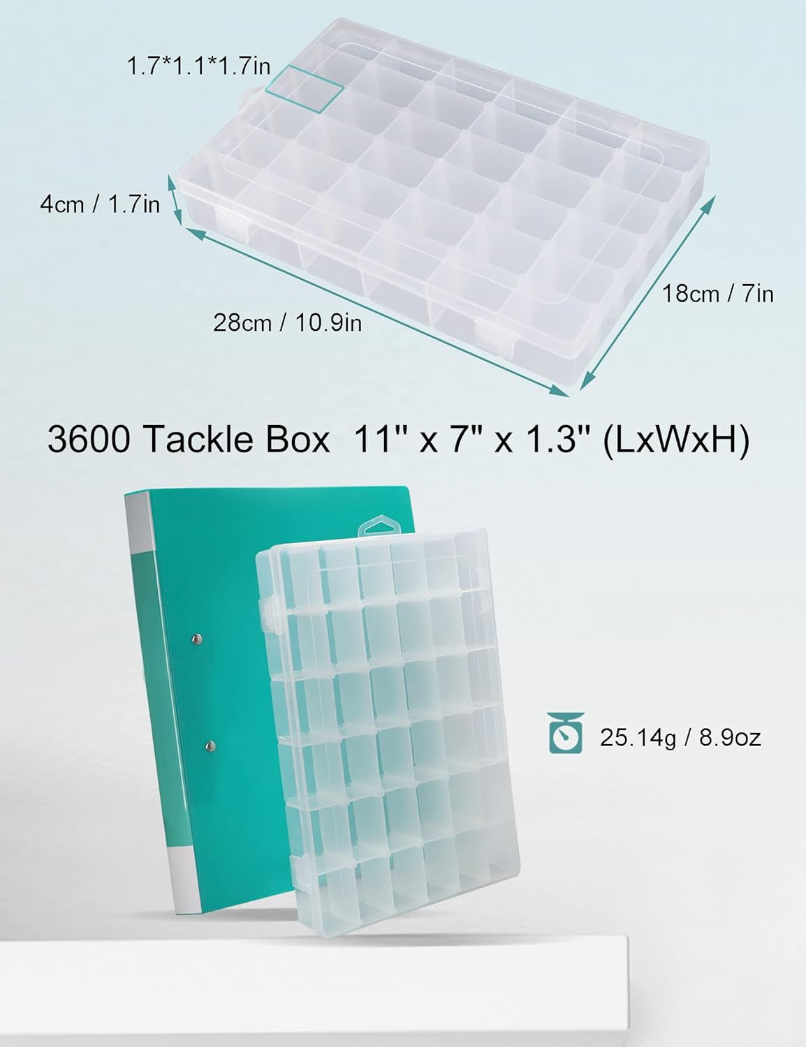 Bead Organizer 2 Pack 3600 Tackle Box Organizer Clear Organizer Box 36 Grids Plastic Craft Organizer Jewelry Sewing Storage Box with Dividers