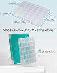 Bead Organizer 2 Pack 3600 Tackle Box Organizer Clear Organizer Box 36 Grids Plastic Craft Organizer Jewelry Sewing Storage Box with Dividers