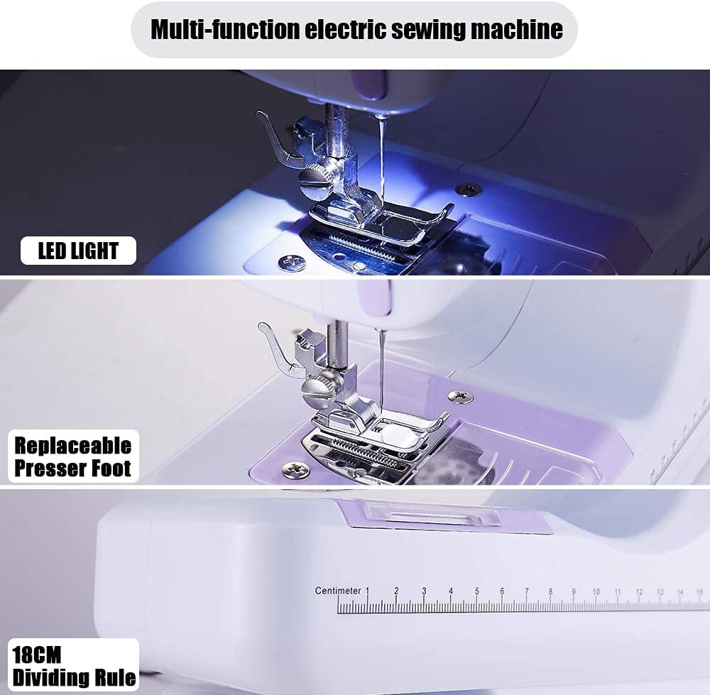 Sewing Machine Portable Mini Electric Sewing Machine for Beginners 12 Built-In Stitches 2 Speed with Foot Pedal，Light, Storage Drawer.