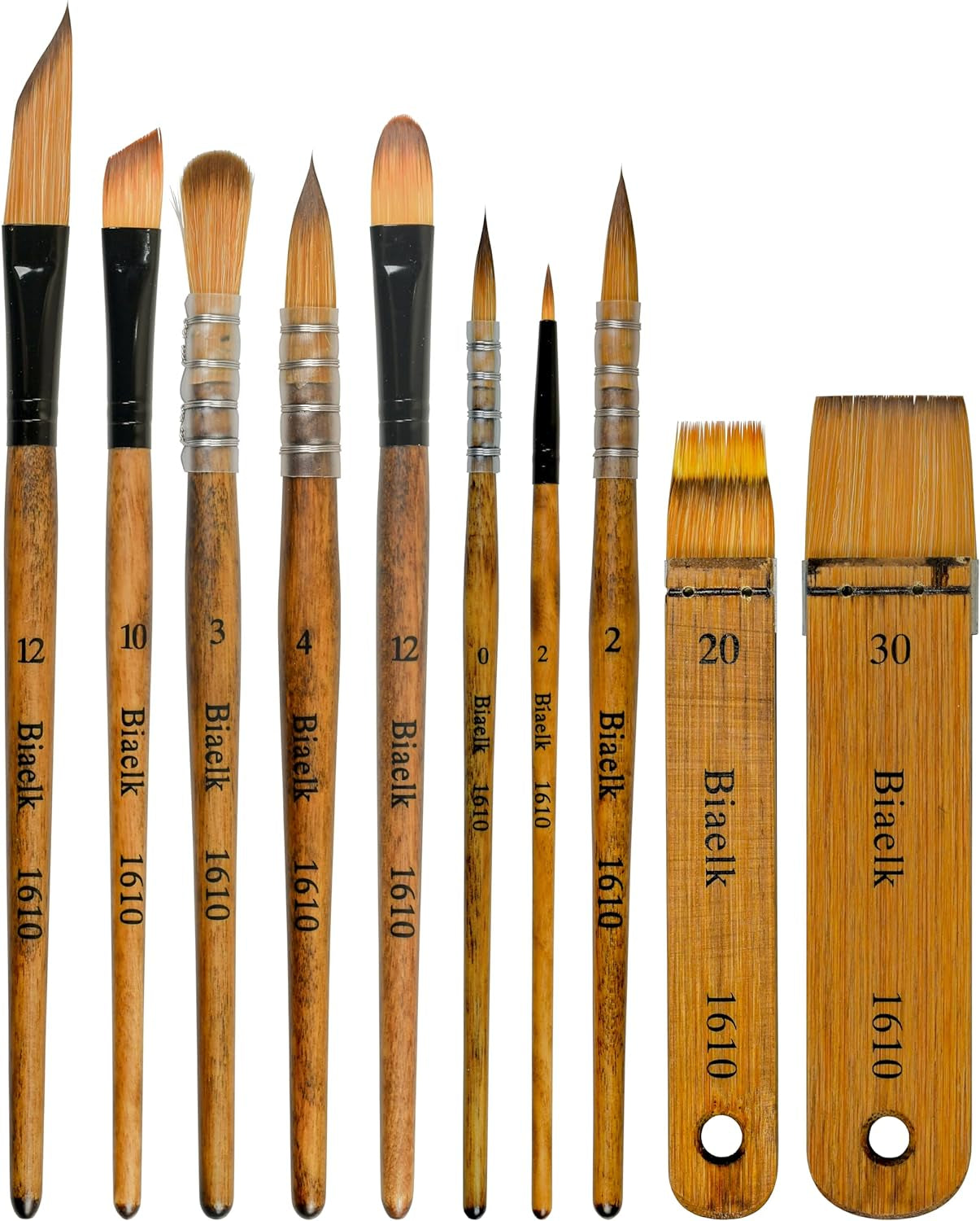 1610 Professional Watercolor Paint Brushes, 10PCS Variety Brushes for Beginners and Professionals Including Pointed Rounds, Flats, Dagger, for Watercolors,Acrylics,Inks,Gouache,Oil and Tempera