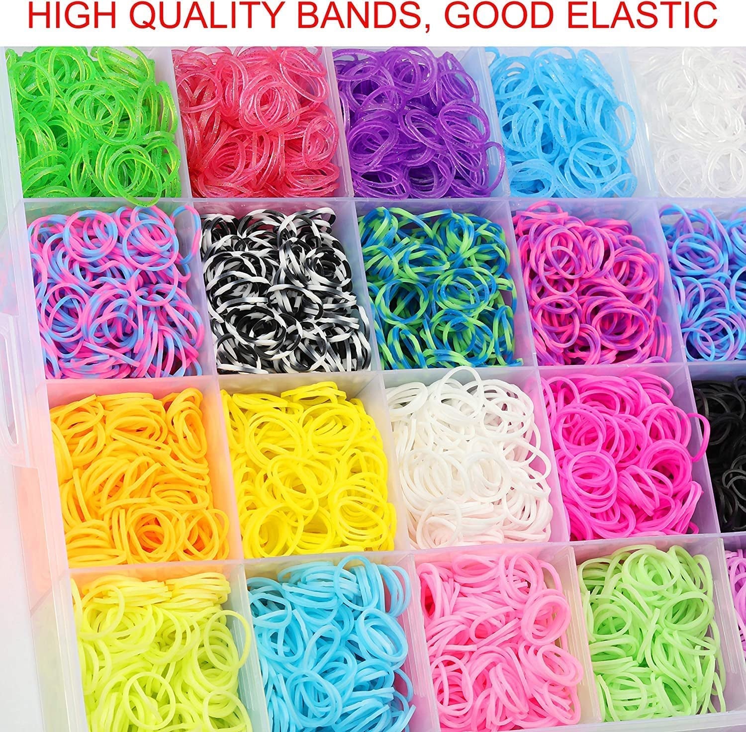 21900+ Loom Bands Refill Kit with Organizer, 20000+ Rubber Bands in 41 Colors, 1000 Clips,280 Beads, 5 Tassels, 5 Crochet Hooks and More, Bracelet Making Set for Girls Boys Christmas Gift