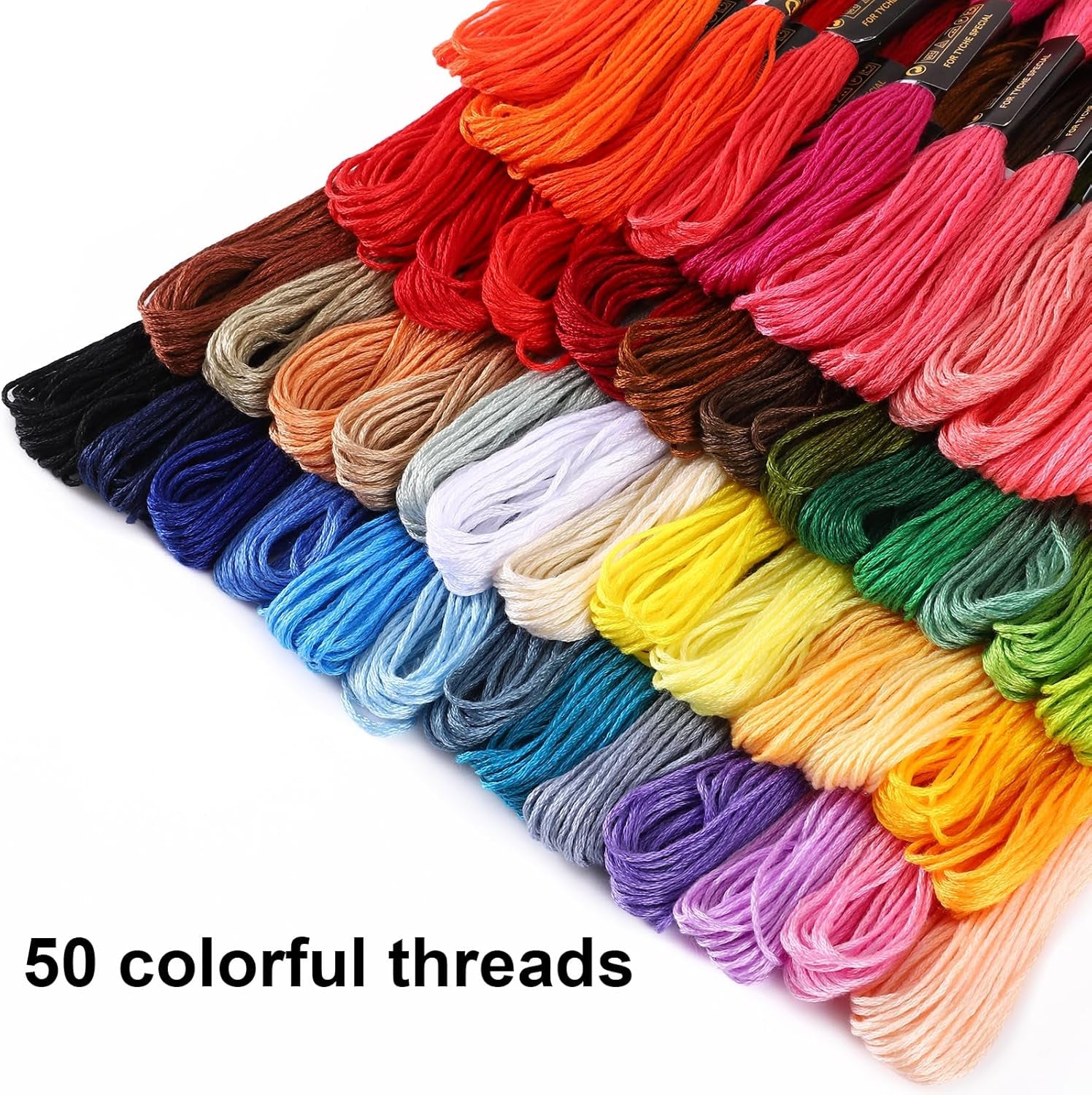 50 Skeins Professional Rainbow Color Embroidery Floss, Embroidery Thread Kits for Cross Stitch, Bracelet Friendship and Craft Floss