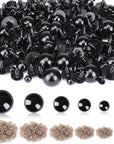900 Pieces 6-16MM Black Plastic Safety Eyes with Washers for Crochet Animal Crafts Doll Making Supplier Bulk (6 Sizes)