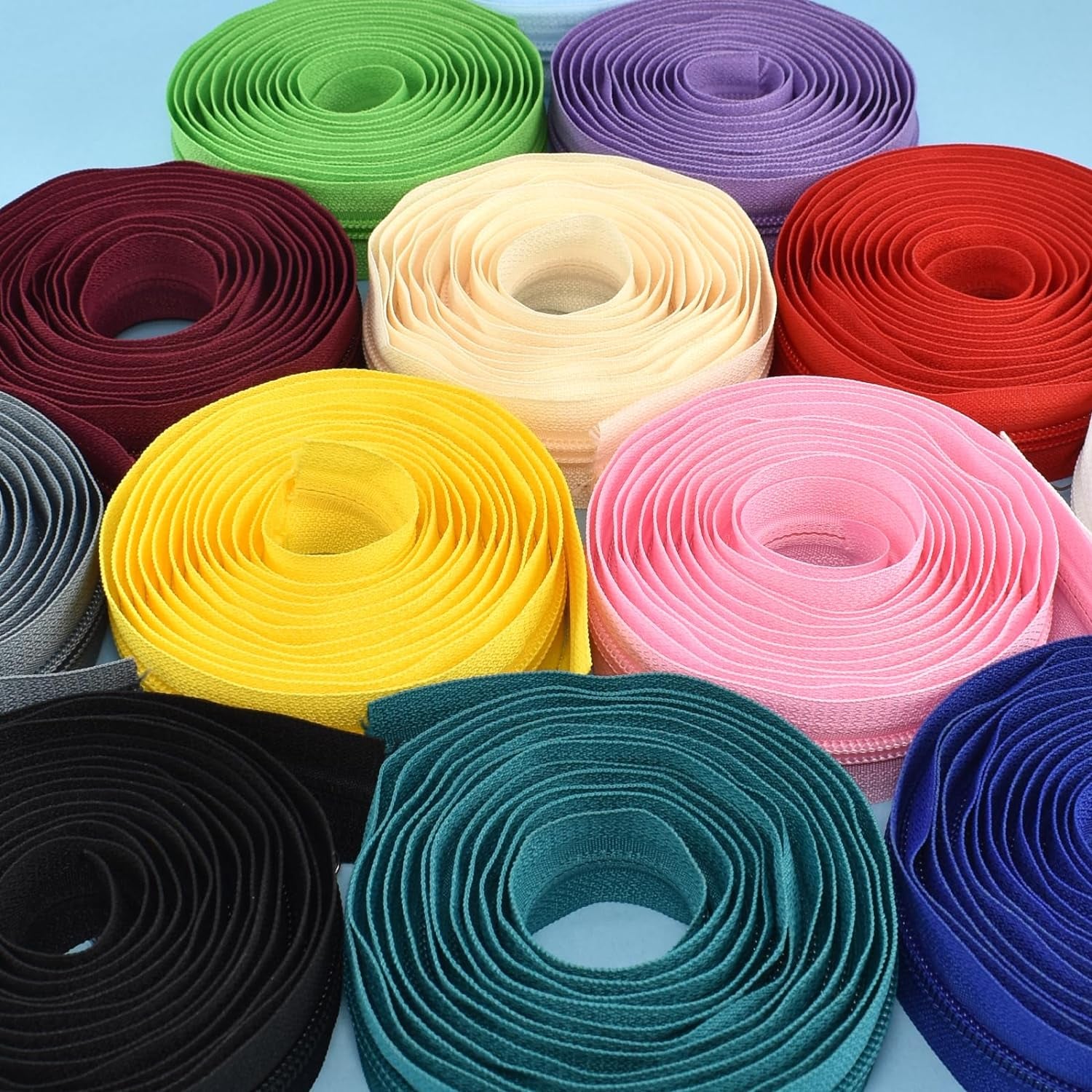 42 Yards 14Pcs Zippers by 5 Nylon Coil in Assorted Colors with 112 Zipper Sliders Pull Head for DIY Tailor Sewing Crafts Supplies, 14 Color