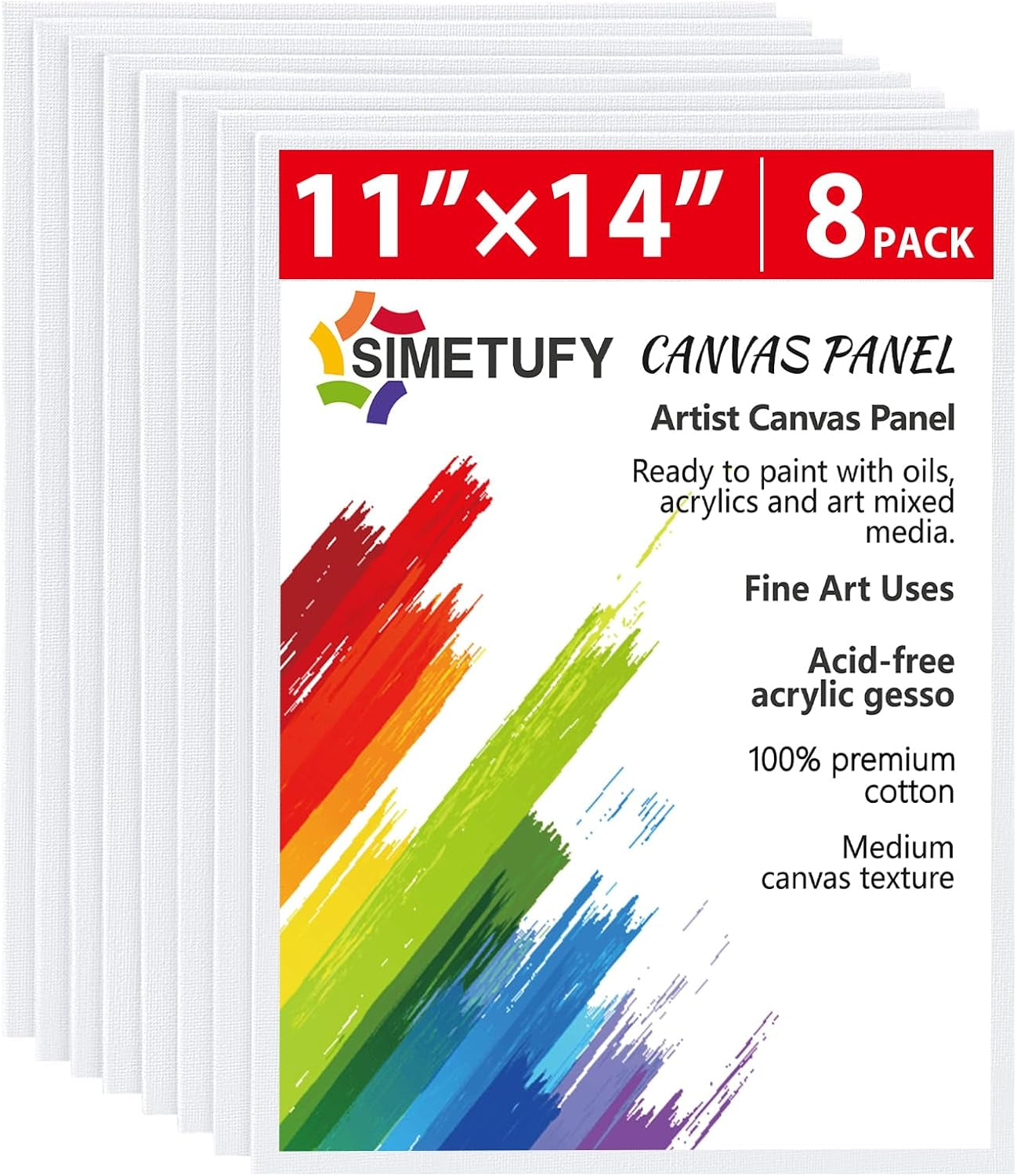 8 Pack 8X10 Inch Canvas Boards for Painting Canvas Panels Painting Canvas-Gesso Primed Acid-Free 100% Cotton Canvases for Acrylics Oil Watercolor Tempera Paints