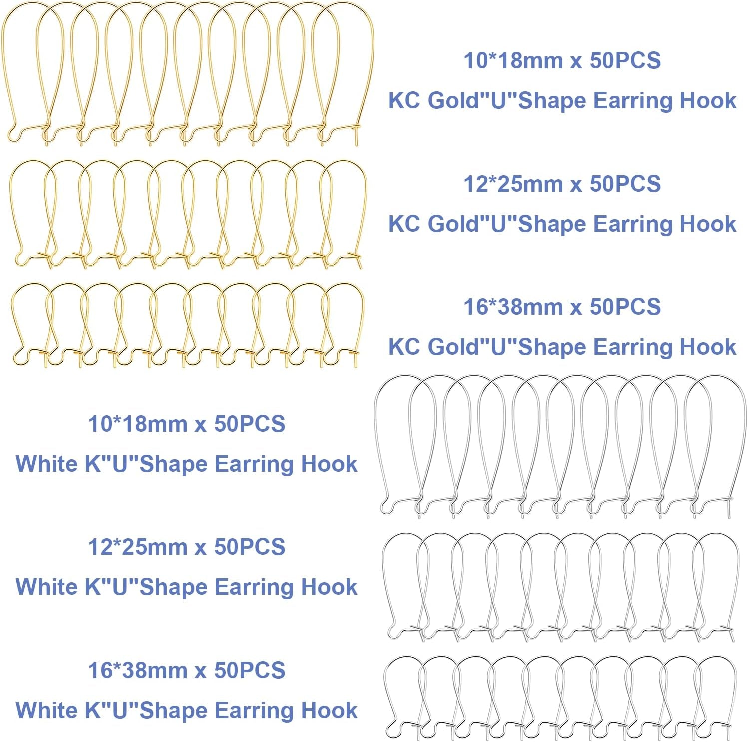 Ear Wire Hooks,300Pcs Earring Hooks Dangle Earring Kidney Ear Wires Earring Teardrop Ear Wire for DIY Jewelry Making