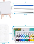 Mini Canvas and Easel,  47 Pieces Mini Canvas Painting Set Includes 4X4 Inches Primed Canvas, Mini Easel, Acrylic Paint, Paintbrushes and Palette for Kids Artists Art Party
