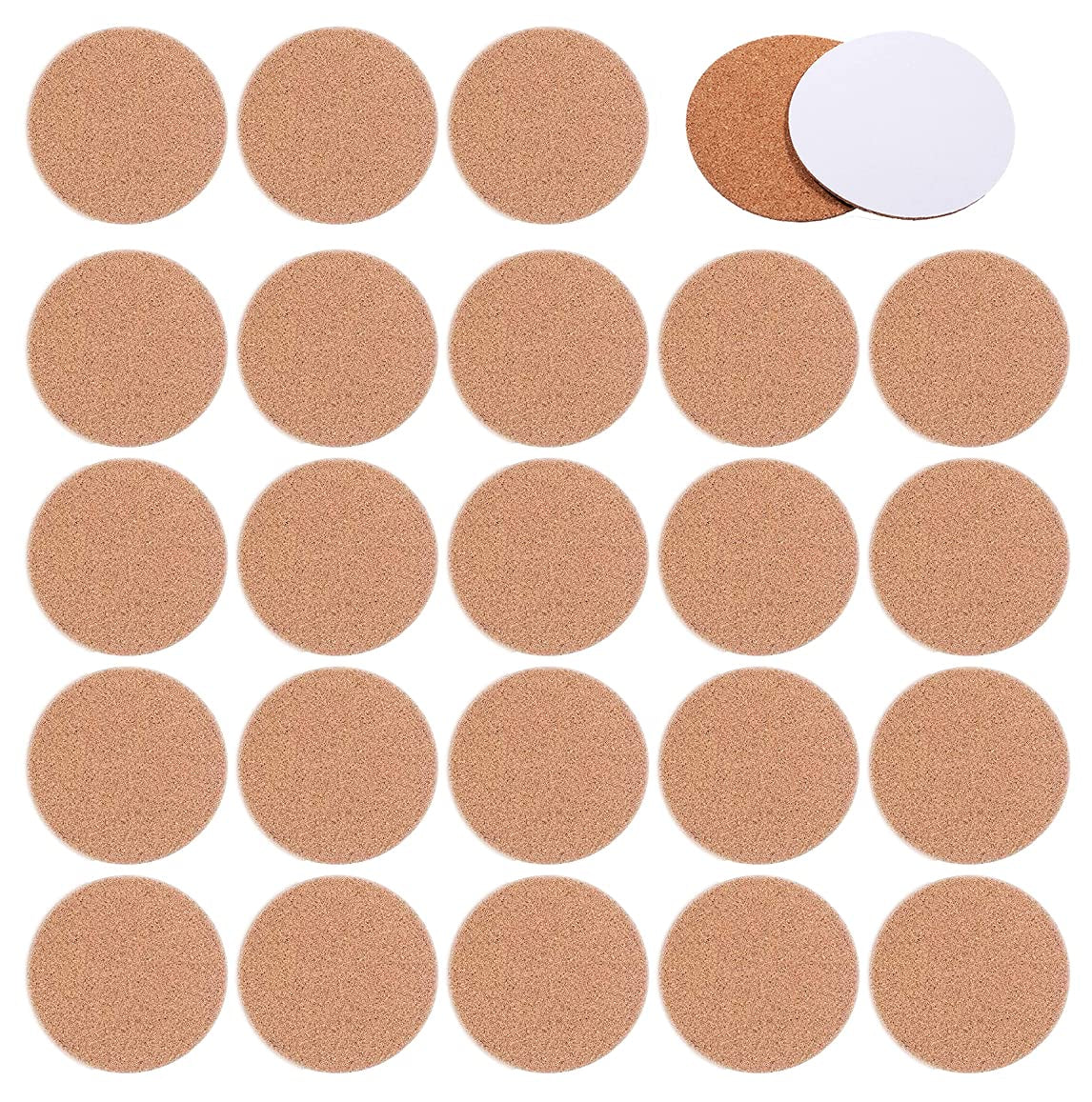 24Pcs Self-Adhesive Mini Backing Cork Tiles Sheets round 4&quot; for DIY Coasters and DIY Crafts Cork Board, Cork Tiles, Cork Mat (Round 24Pcs)