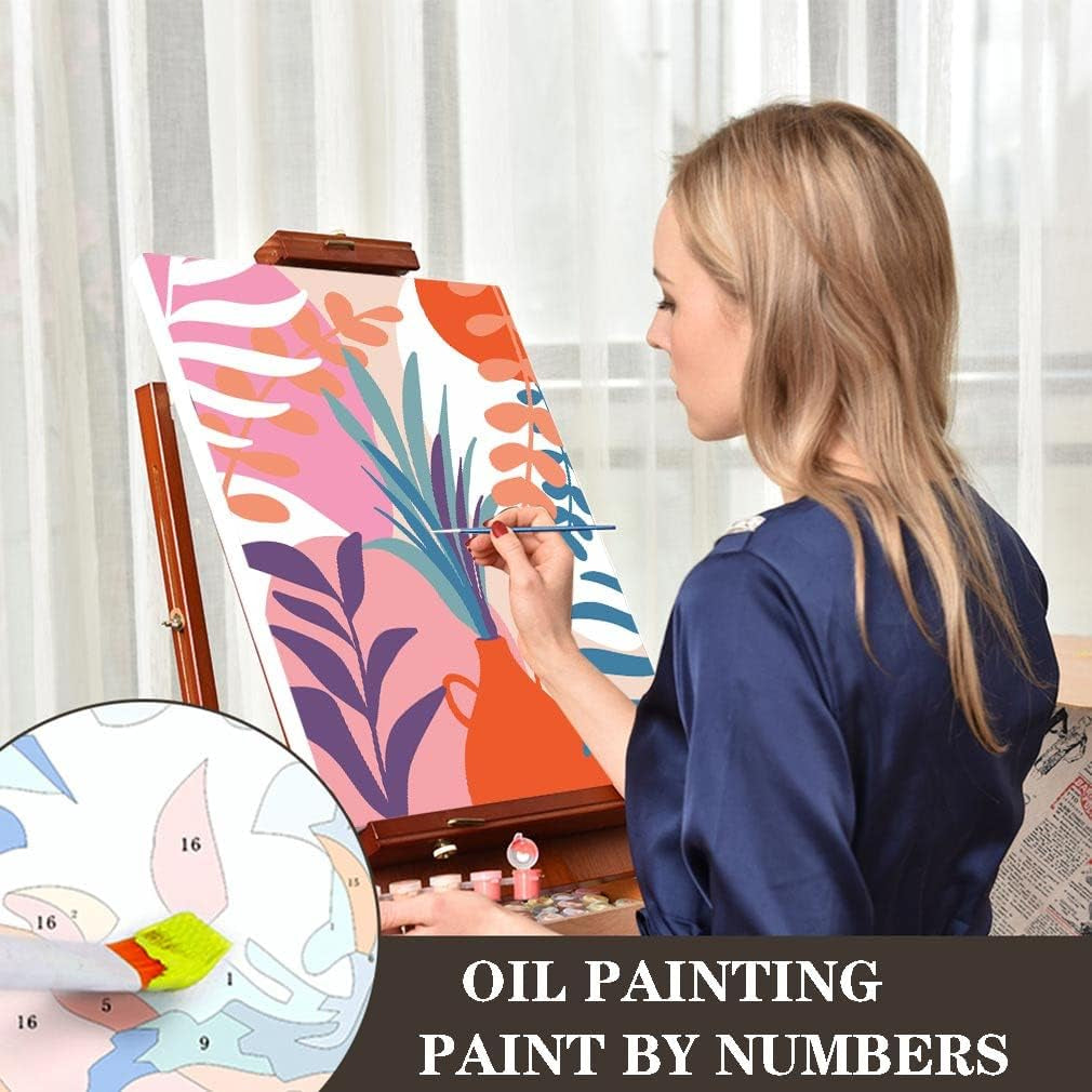 6 Pack Paint by Numbers for Adults - DIY Acrylic Painting Paint by Numbers Kits on Canvas without Frame, Simple Flower Oil Painting for Home Wall Decor 9.8X13.8Inch(25X35Cm)