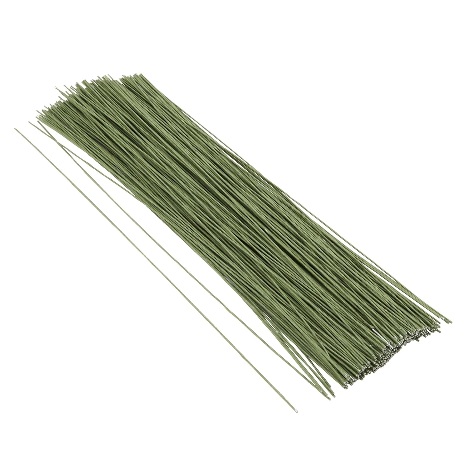 300 Pieces Green 18 Gauge Floral Wire Stems for DIY Crafts, Artificial Flower Arrangements (16 In)