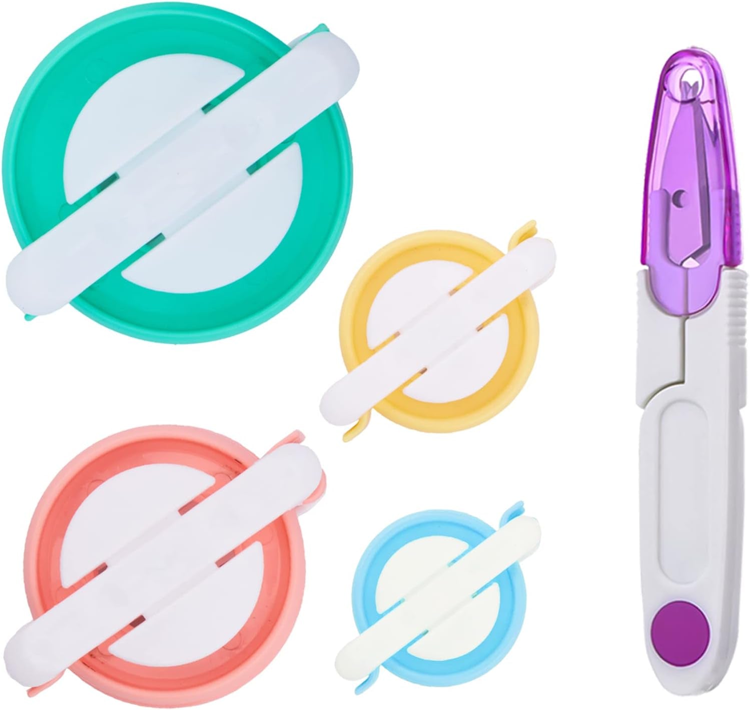 2 Set Pompom Makers of 6 Sizes,  50 PCS Pom Pom Kit Includes 8 PCS Pom Pom Maker, 2 PCS Thread Cutter Scissors, 40 PCS Plastic Needles for Fluff Ball Weave DIY Wool Yarn Knitting