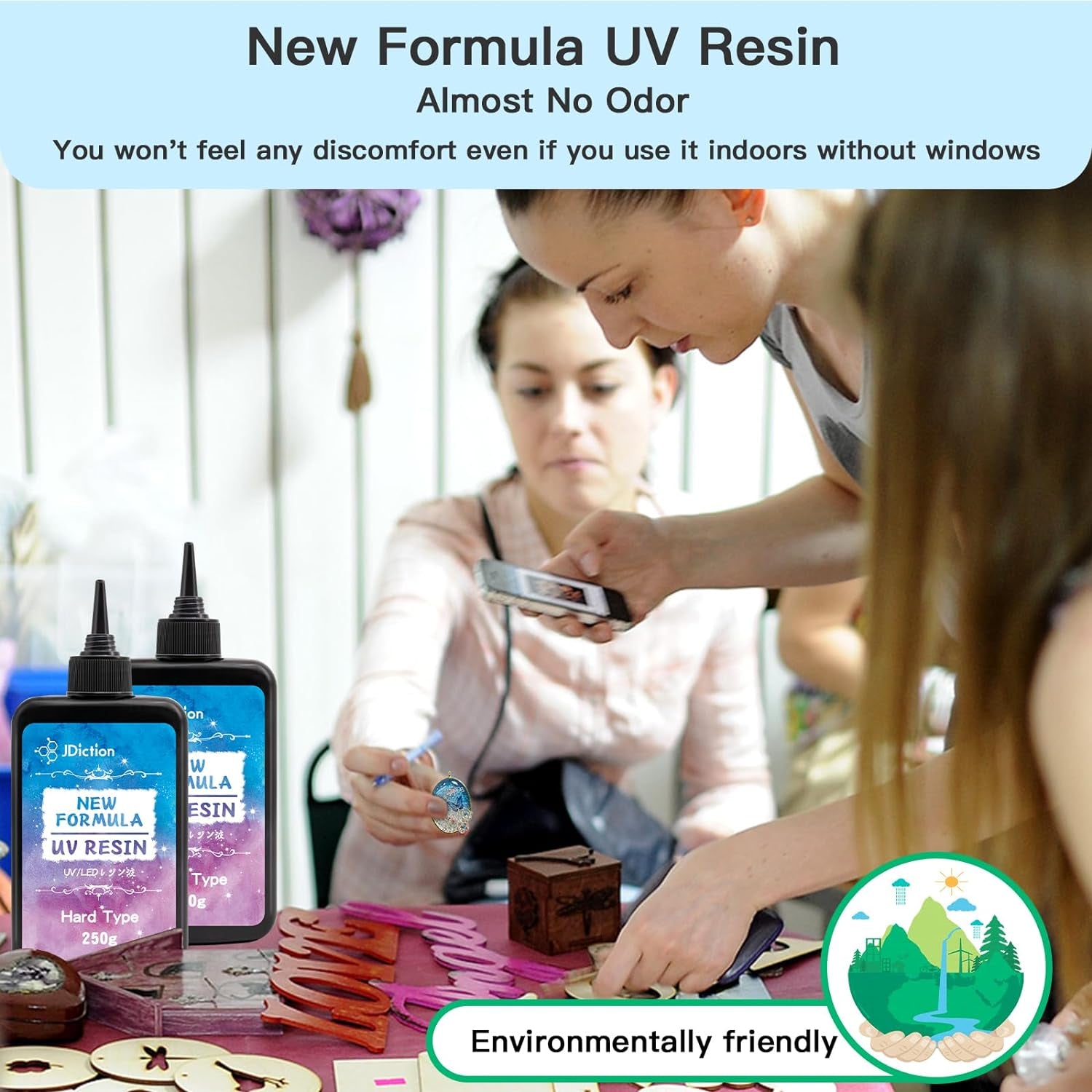 500G UV Resin; New Formula Crystal Clear UV Resin Solar Cure Sunlight Activated Hard UV Resin Kit for Jewelry Making, Casting and Coating DIY Crafts