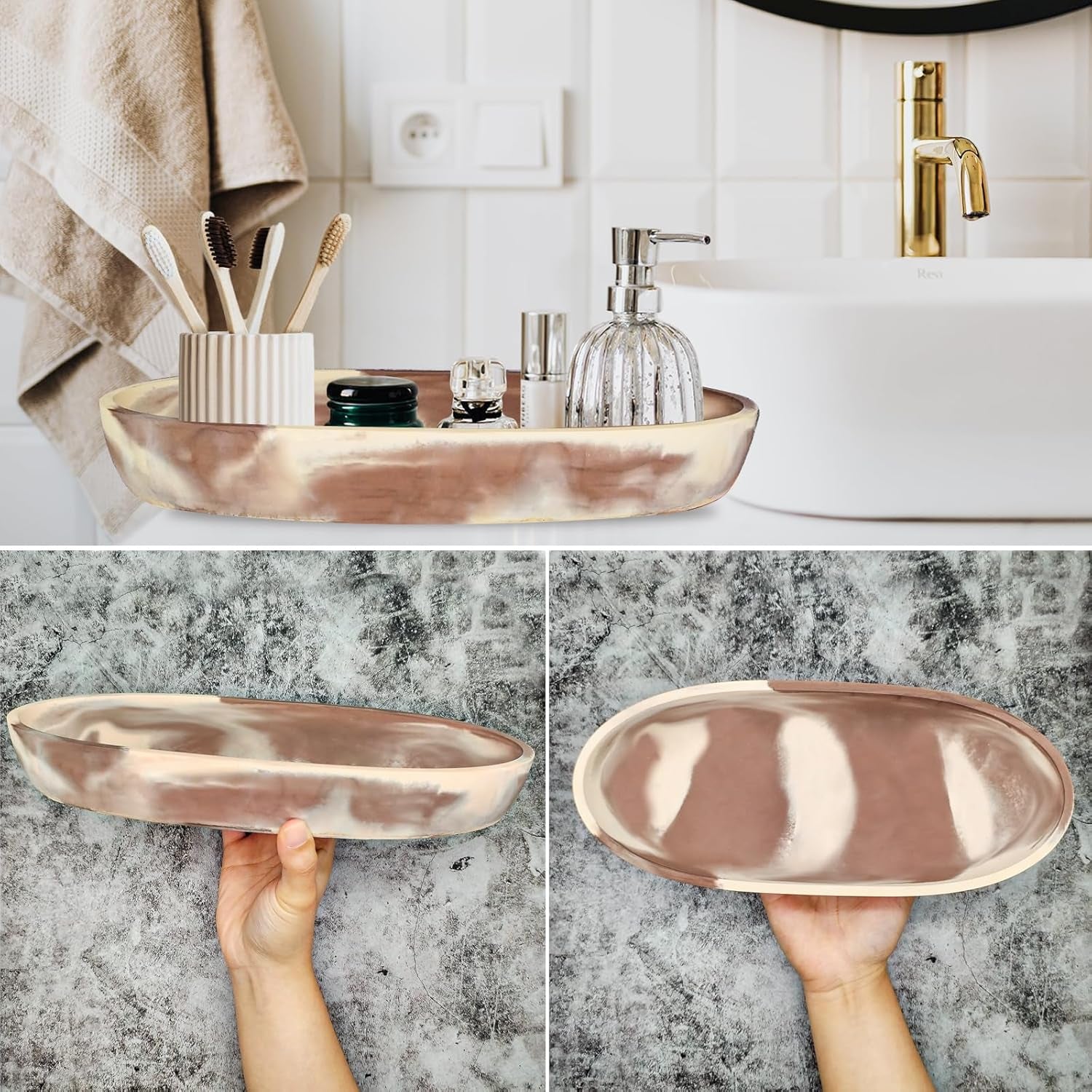 Large Bowl Resin Mold, 11.6'' Oval Bowl Silicone Molds for Resin Concrete Cement, Epoxy Casting Mold for Jewelry Makeup Storage Container Candle Boat Succulent Pot, Table Home Decoration