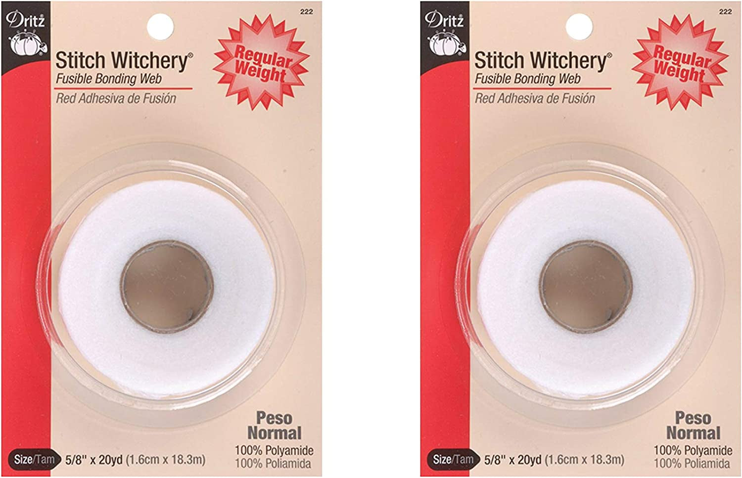 222 5/8-Inch by 20-Yard Stitch Witchery, Regular 2 Pack