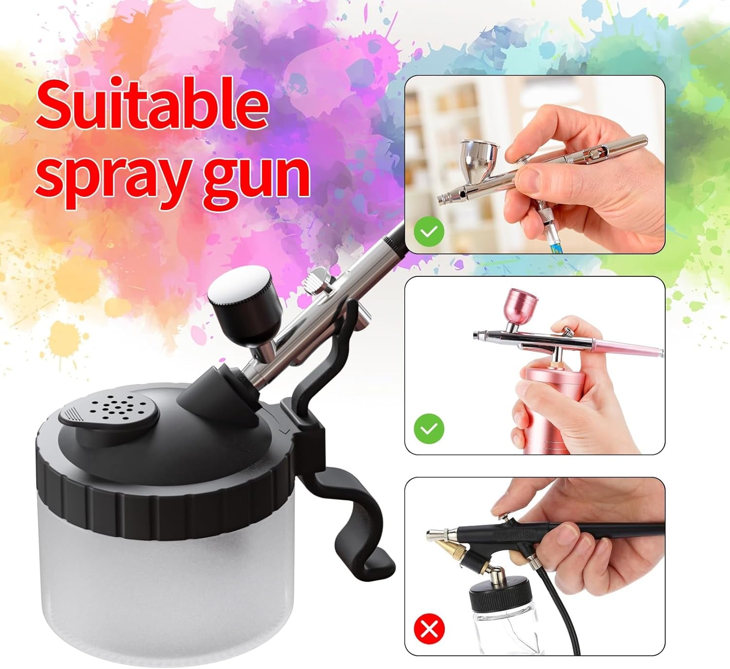 Airbrush Kit with Brush Cleaner Solution Airbrush Cleaner Kit Airbrush Holder Stand Airbrush Cleaning Pot Airbrush Spray Cleaning Efficient Cleaning of Airbrushes (Black)