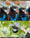 Graduation Cap Decorations Kit Include Assorted Flowers 3D Butterfly Stickers Glitter Rhinestones Alphabet Letter Number Stickers for DIY Grad Cap 2024 Graduation Party Supplies (Blue Flower)
