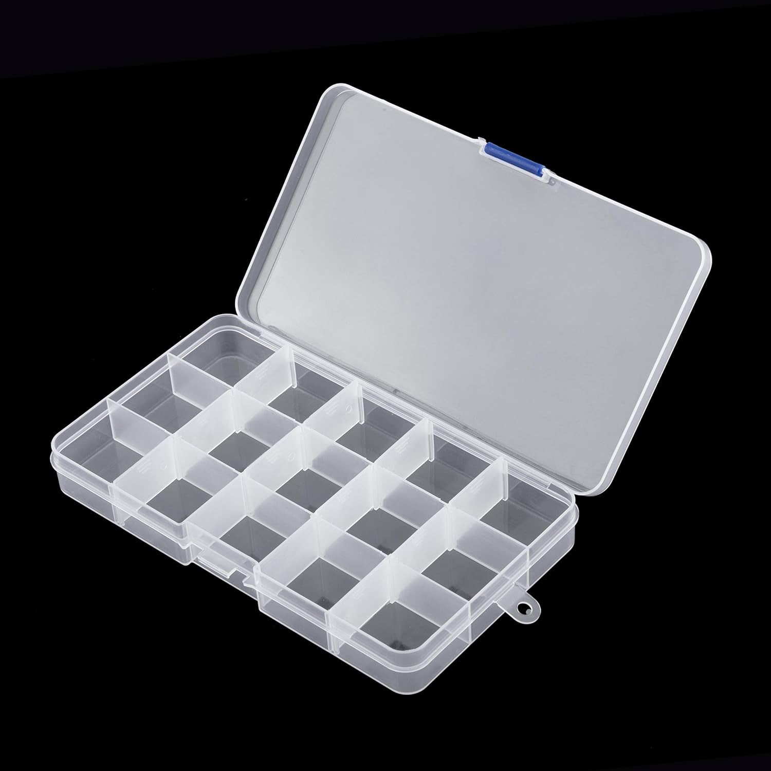 Transparent Plastic Grid Box Storage Organizer for Display Collection with Adjustable Dividers - 15 Clear Grids - 6.9"X4"X0.9"