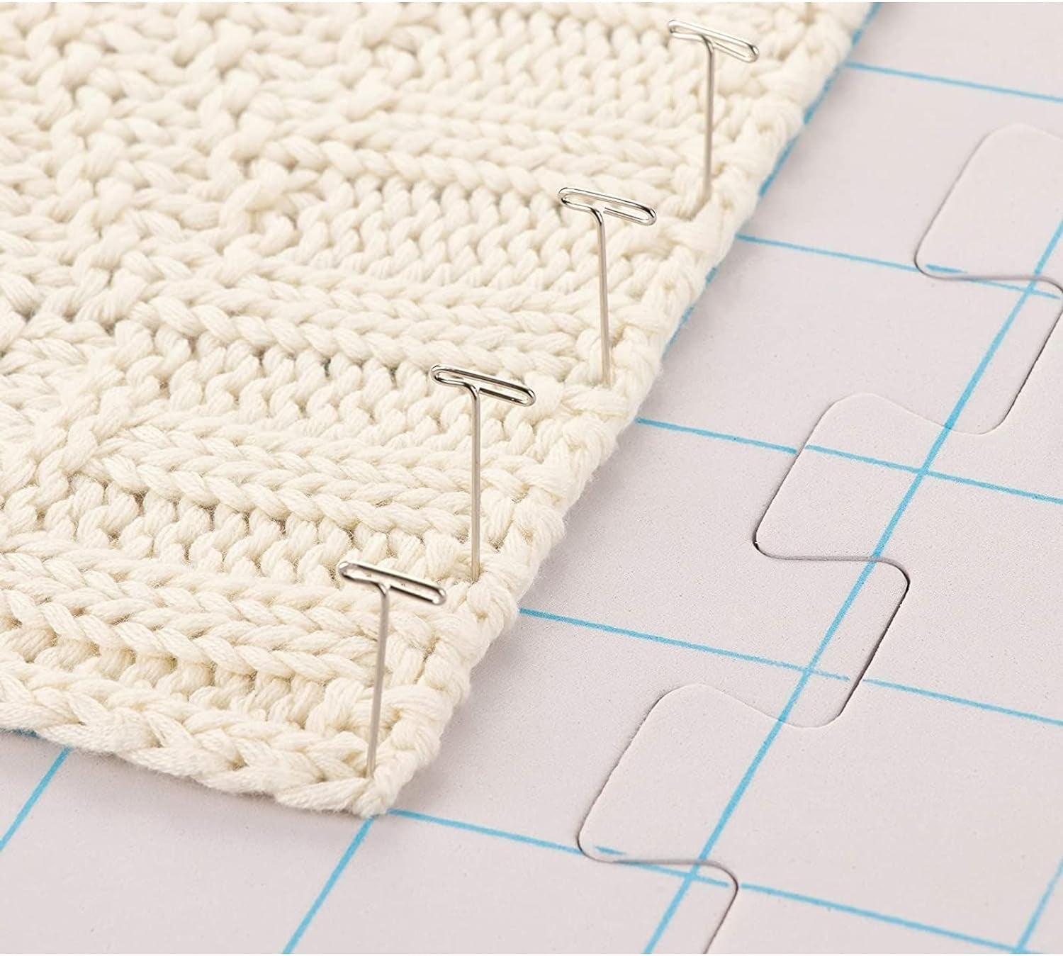 Extra Thick Blocking Mats for Knitting & Crochet 9 Pack with 200 T Pins and Storage Bag (12.5 In)