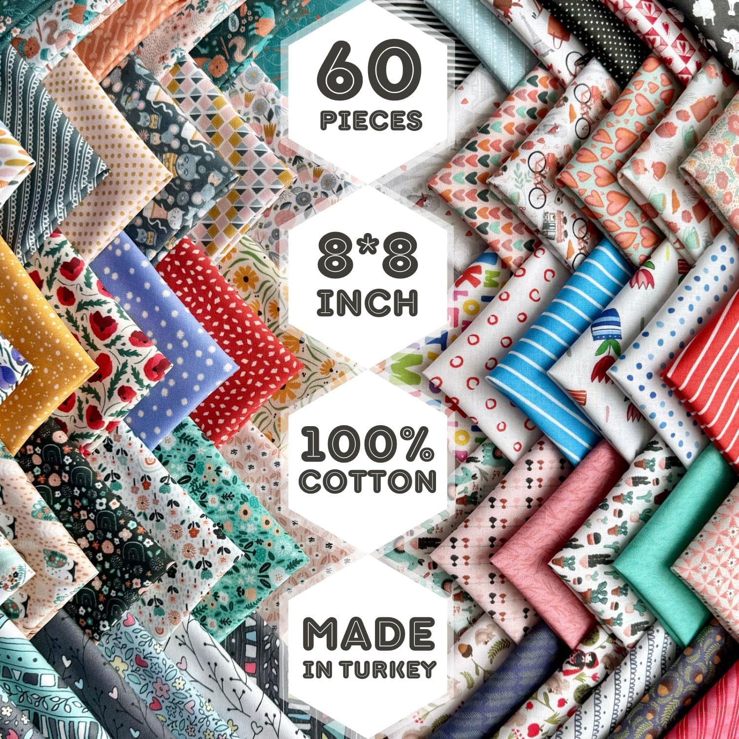 100% Cotton 50 PCS 8 X 8 Inches (20Cm X 20Cm) Softnes Cotton Fabric Bundle Squares for Quilting Sewing Fabric Squares for Craft Patchwork Fabric Set Turkish Quality (50 Solid Color Fabric Set)