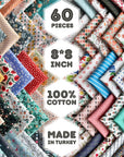 100% Cotton 50 PCS 8 X 8 Inches (20Cm X 20Cm) Softnes Cotton Fabric Bundle Squares for Quilting Sewing Fabric Squares for Craft Patchwork Fabric Set Turkish Quality (50 Solid Color Fabric Set)