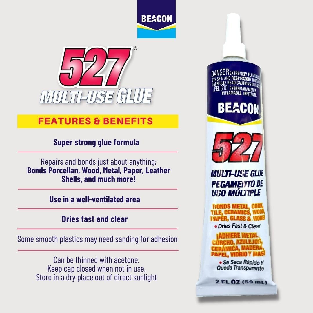 527 Multi-Use Glue for Ceramics, China, Metal &amp; More - Quick-Dry, Waterproof &amp; Weatherproof Adhesive, 4-Ounce