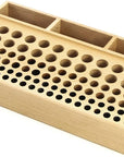 Leather Working Tool Holder, 98 Holes Wooden Leathercraft Tool Rack Stand Organizer with 3 Slots, Making Punch Tools Storage