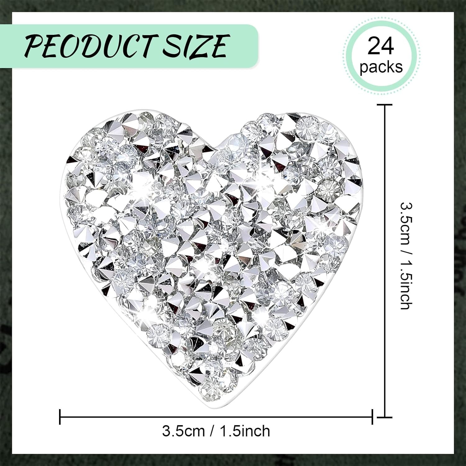 24 Pieces Star Patches Rhinestone Patches Heart Shape Diamond Appliques Adhesive Applique Glitter Repair Patch for DIY Crafts Clothes Bag Pants Wedding Decoration (Heart,Silver)