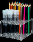 96 Hole Pencil Brush Holder Acrylic Pen Holder Desk Stand Organizer for Pencils Paint Brushes Markers Display and Home Storage (1 Pieces)