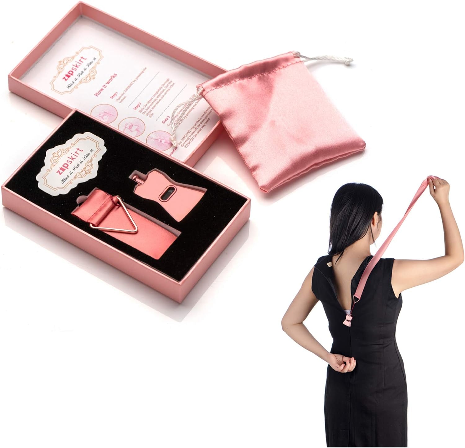 Dress Zipper Helper, Zipper Puller Helper for Dress, Zipper Pull Assistant Easy Zip up Dress by Yourself, Unique Design Works on Multiple Zipper Types and Ensure a Firm Grip