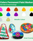 Oil Based Paint Pen, Permanent Paint Marker: Quick-Dry, Waterproof Paint Set of 12 for Rock Painting, Glass, Fabric, Ceramic, Wood, Metal, Mug, Plastic, Stone, Christmas Stencil Art Craft Supplies Kit