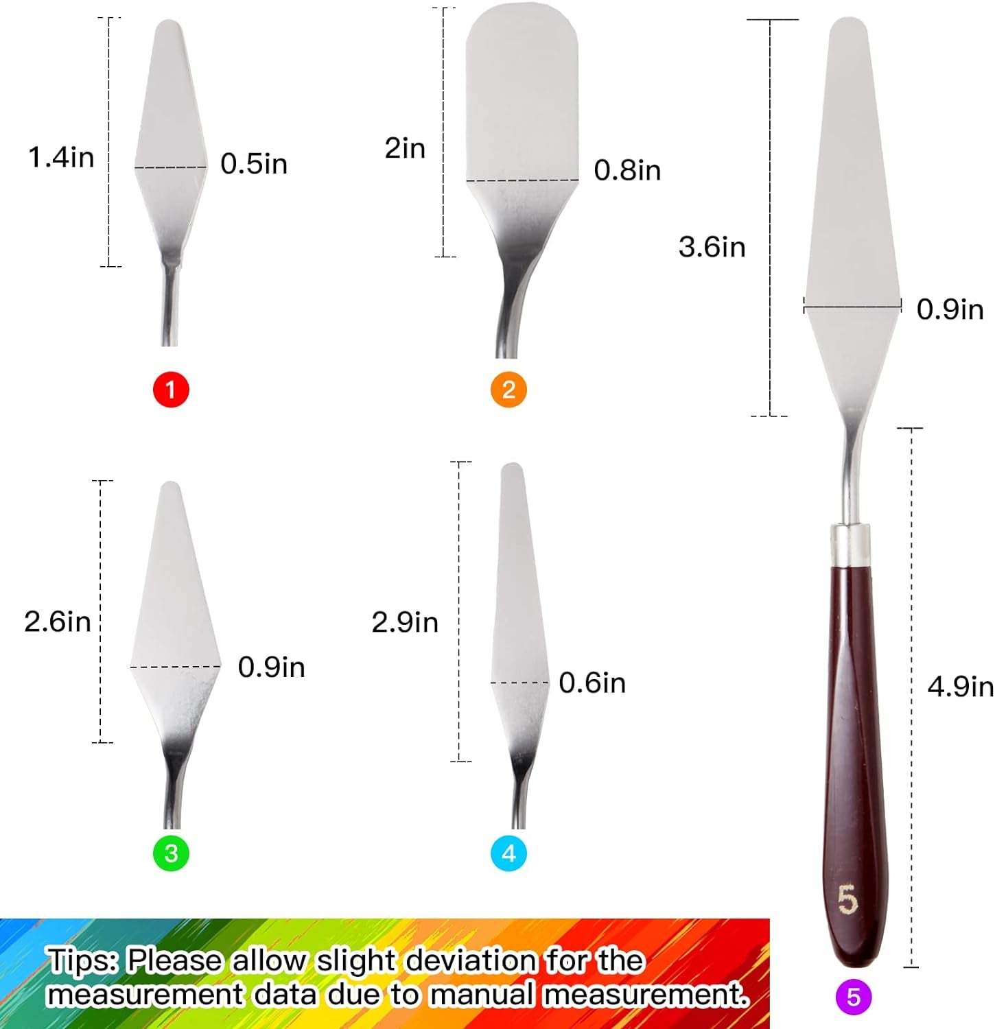 10PCS Palette Knife, Stainless Steel Painting Knife Set, Flexible Spatula Pallet Knife, Metal Artist Knives, Oil Painting Accessories Color Mixing Scraper for Oil, Canvas, Acrylic Painting by