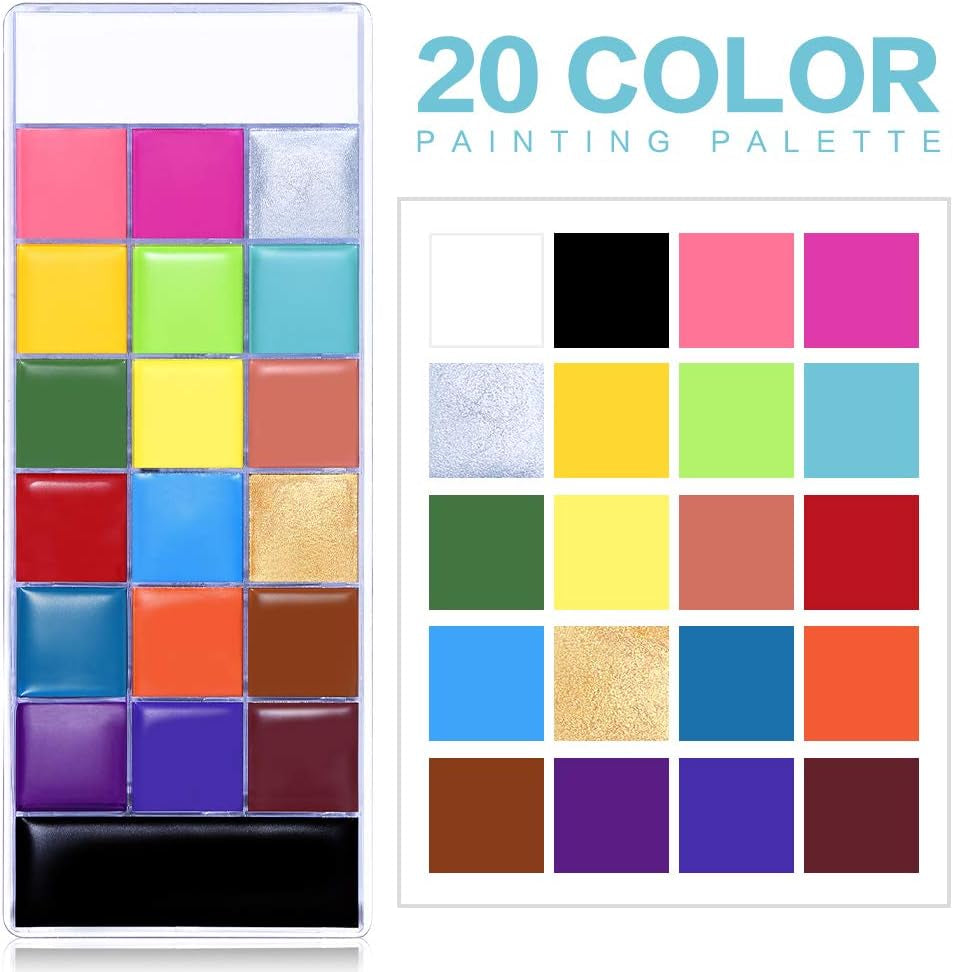 Athena Face Body Paint Oil Palette, Professional Flash Non Toxic Safe Tattoo Halloween FX Party Artist Fancy Makeup Painting Kit for Kids and Adult