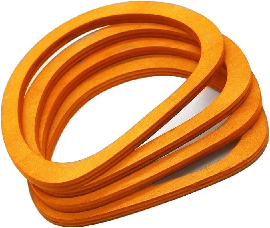 4PCS MDF Oval Shaped Handles Replacement for Handmade Bag Handbags Purse Handles (Light Brown)