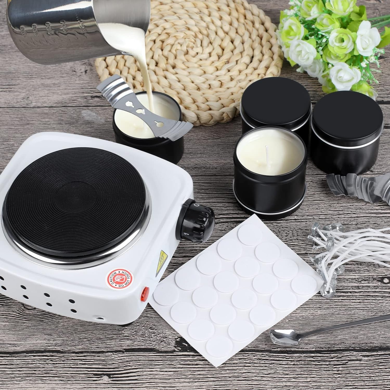 Hot Plate for Candle Making, White Color Electric Hot Plate for Melting Wax, Chocolate, Candy and More
