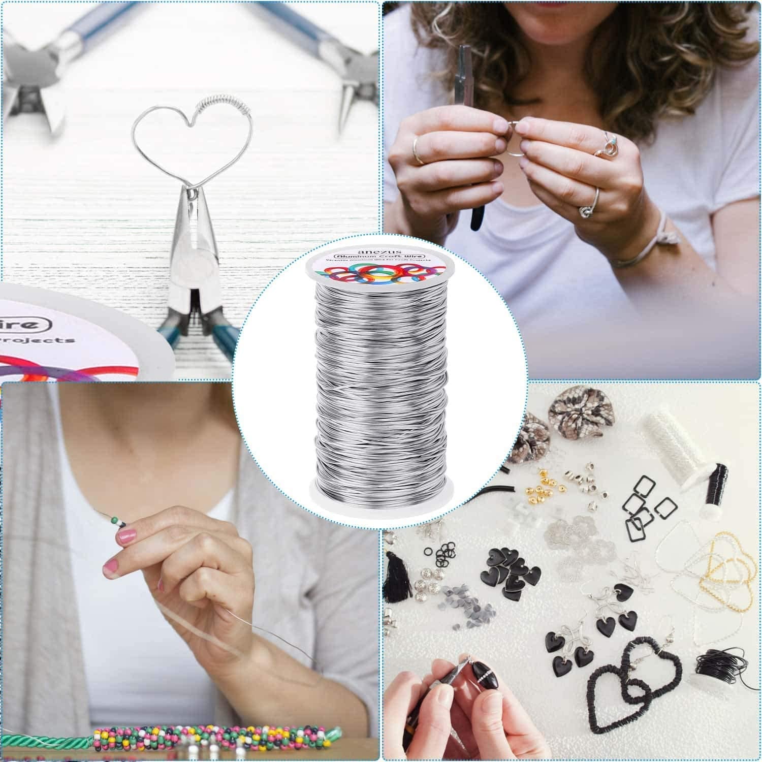 540 Feet Aluminum Wire,  Bendable Craft Metal Wire 18 Gauge Flexible Beading Wire for Wreath Making Jewelry Making Floral (Silver, 1Mm)