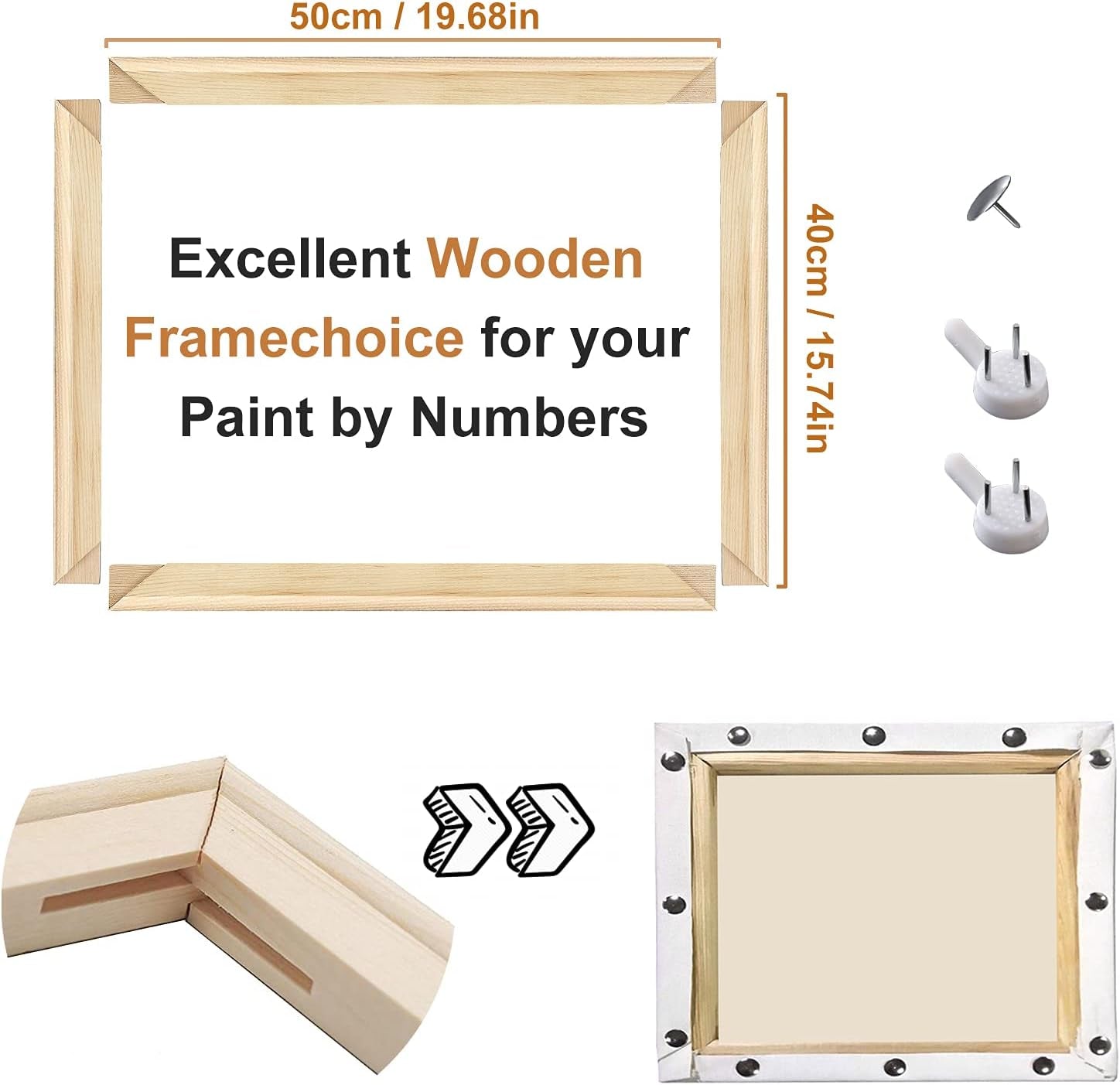 DIY Canvas Stretcher Bars 16X20 Inch Canvas Frame - Easy to Assemble, Gallery Wrap Oil Frame Kits Canvas Wood Stretcher Bars- for Oil Paintings, Prints, Paint