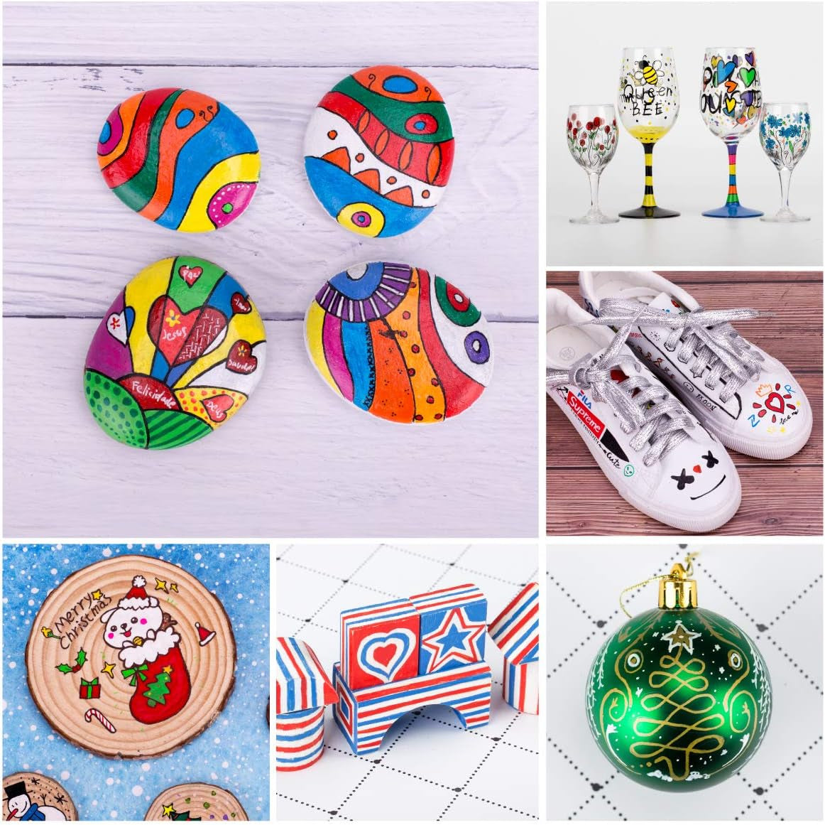 Acrylic Paint Pens for Rock Painting, 24 Colors, Water Based Medium Point, AP Certified, Assorted Colors,Odorless,Acid Free,Non-Toxic and Safe to Use