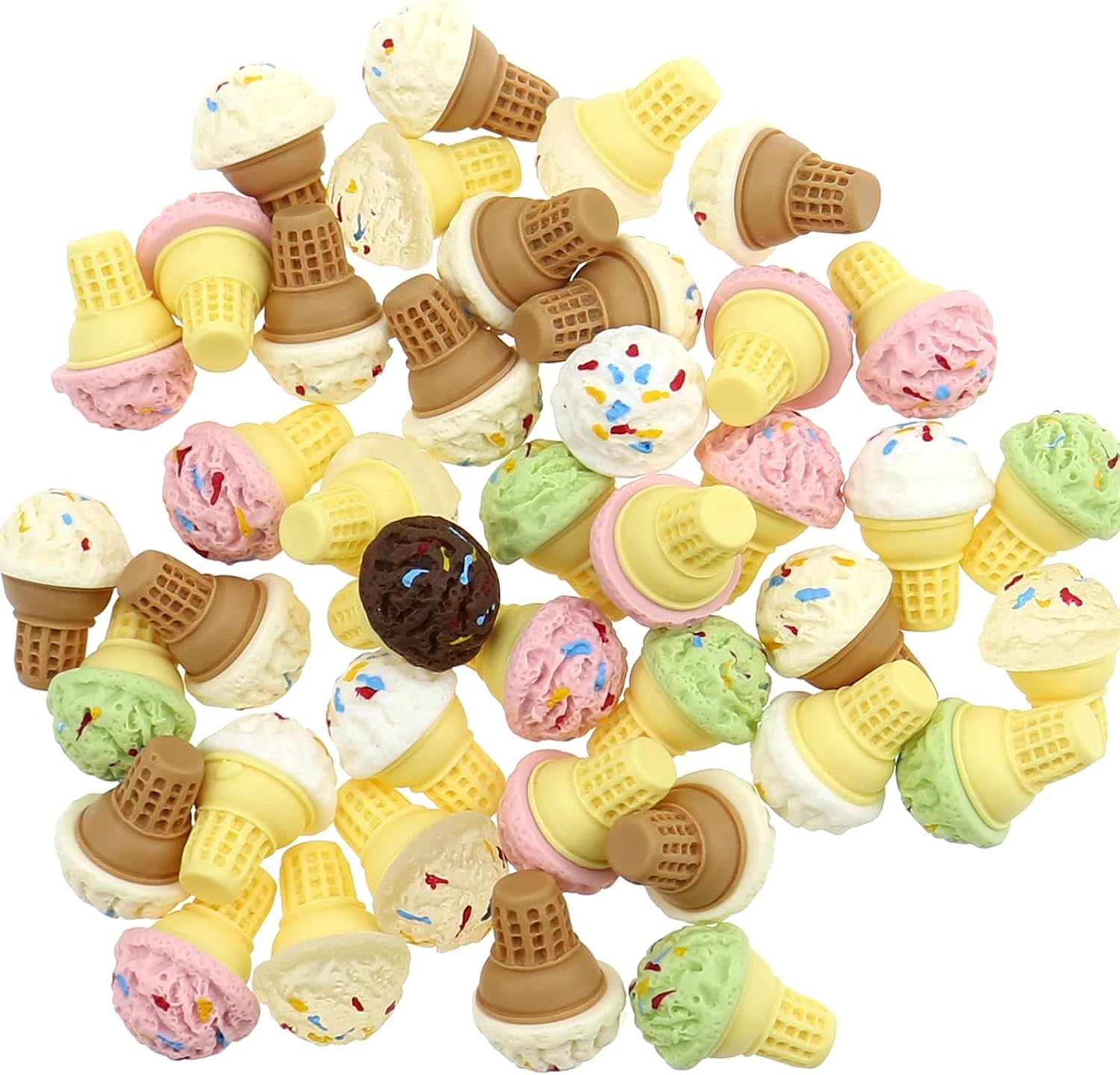 40 PCS 3D Ice-Lolly Flatback Resin Charm Assorted No Hole Beads for DIY Scrapbooking Embellishment Phone Case Decor Hair Clip Craft Jewelry Making Supplies