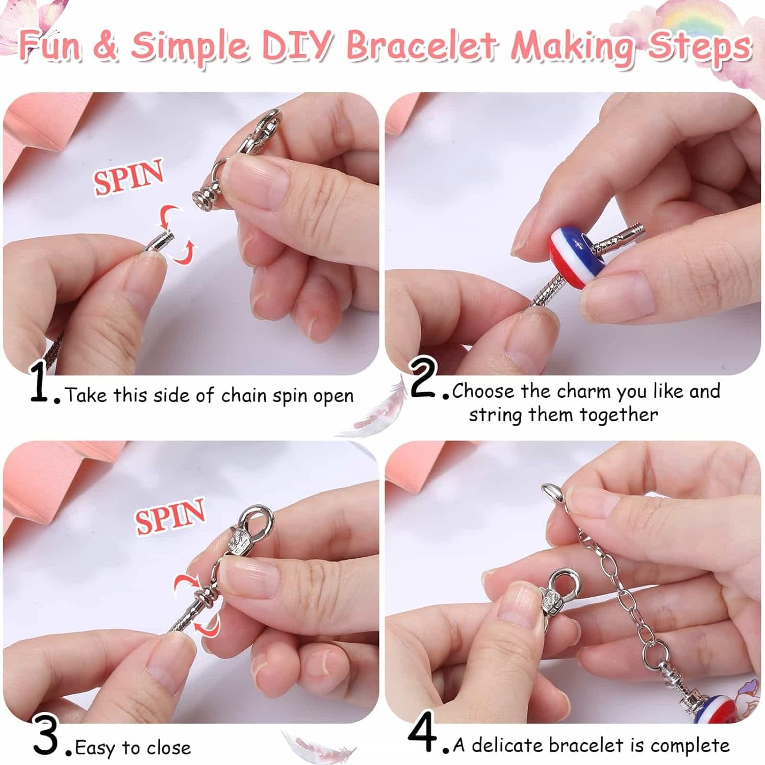 180 Pieces DIY Charm Bracelet Making Kit for Girls 8-12, Jewelry Making Kit for Girls with Bracelet Making Beads, Snake Chains for Girls Christmas Gift, Arts and Crafts