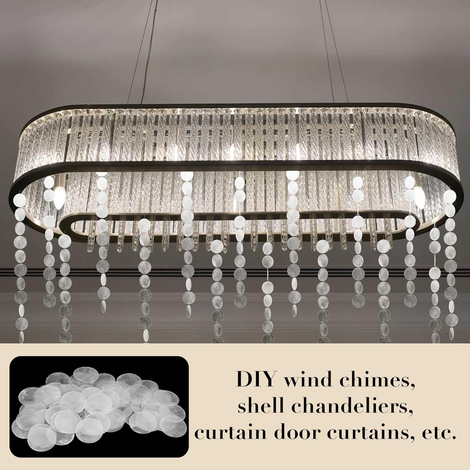 Capiz Shells round Natural Shells 2 Inch Sea Oyster Shells for Crafting with 2 Holes for Wind Chimes DIY Craft Hanging(120 Pcs)