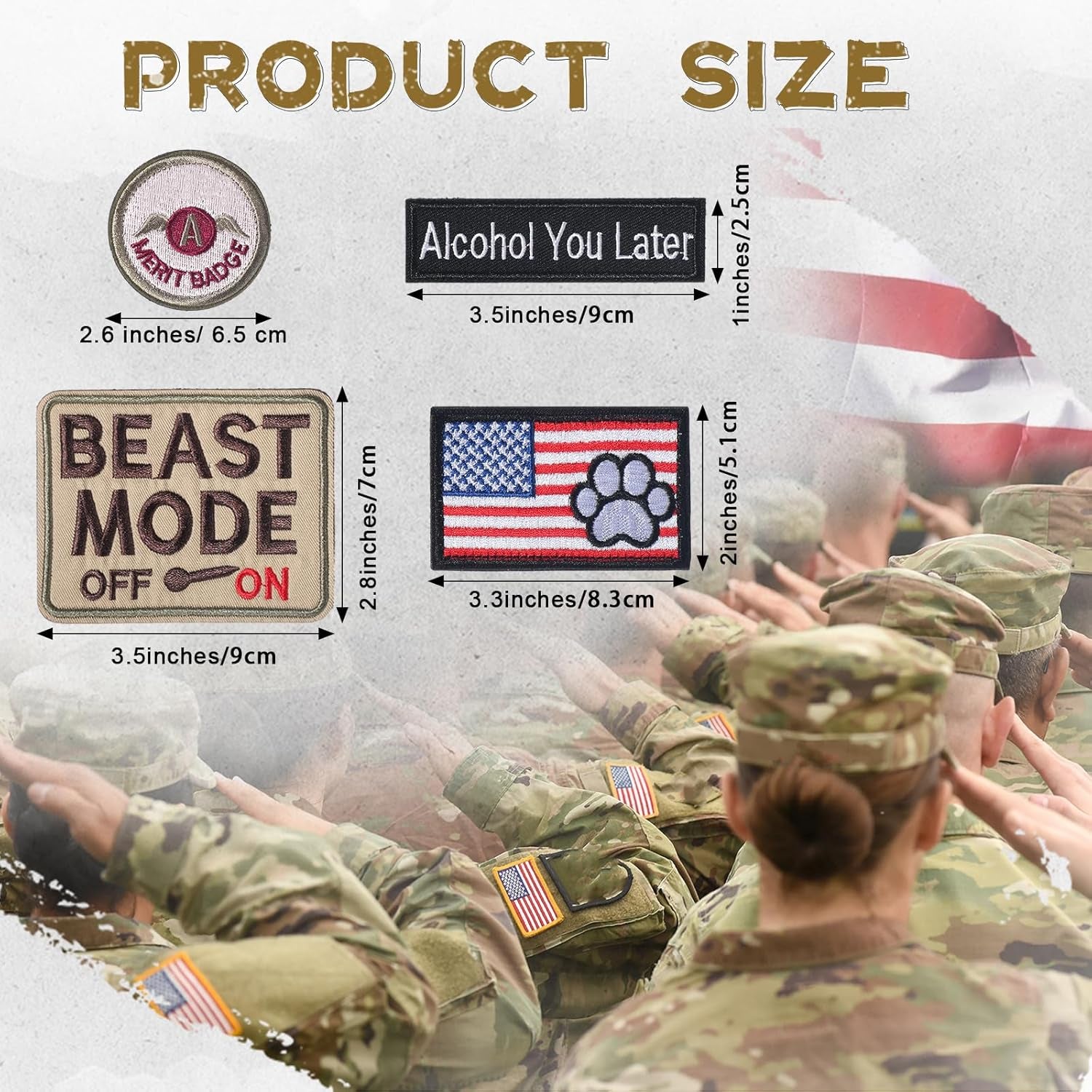 50 Pcs Random Funny Tactical Military Patches Set Tactical Flag Patch Bundle Army Patch Loop and Hook Patches Full Embroidered Appliques for Caps Tactical Vest Jackets Bags Backpacks