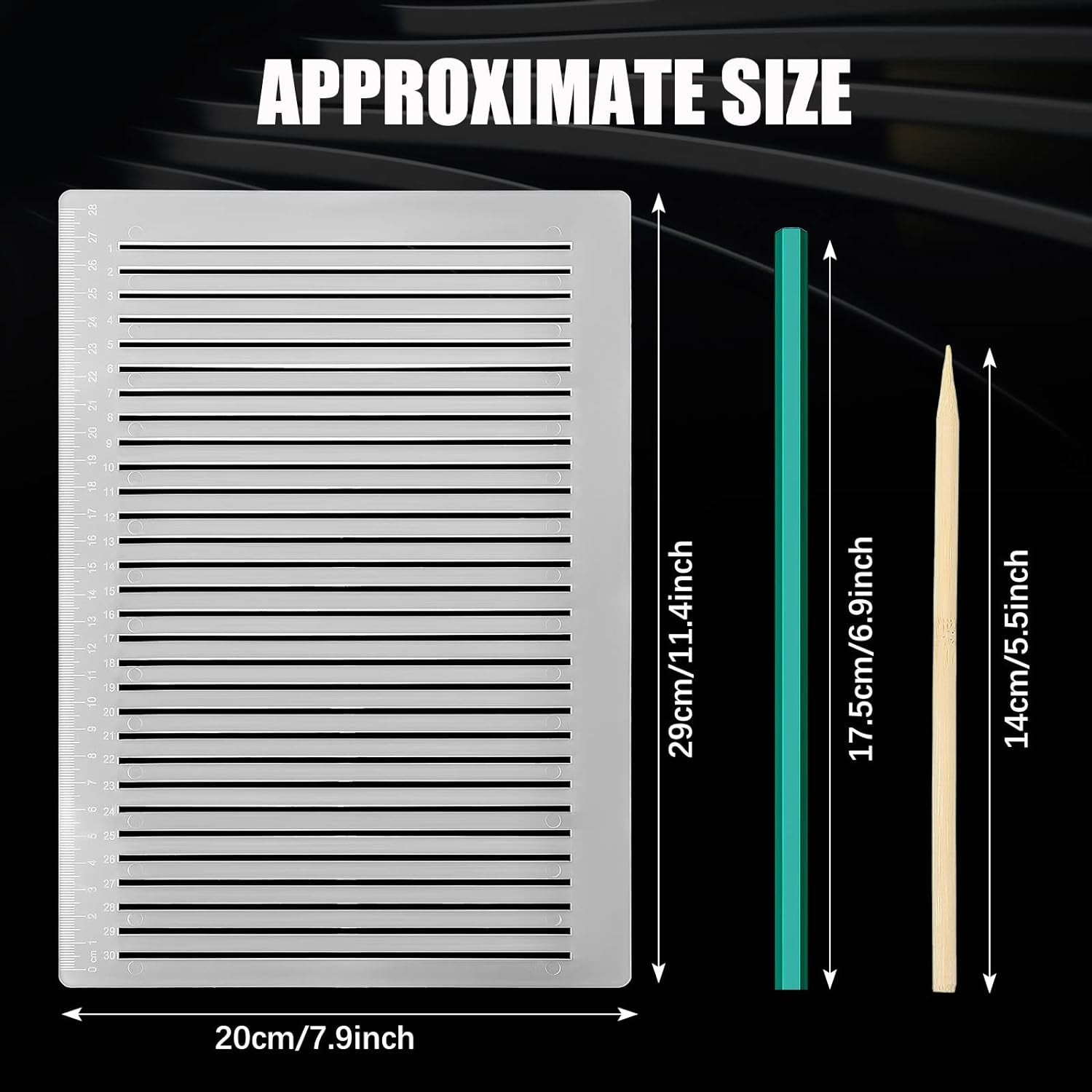 2 Packs Plastic Straight Line Stencil Template for Journaling Spacing Line Lettering Guide 11 Inch Scale Writing Ruler Envelope Addressing Template with Bamboo Stick and 2B Pencil for Paper Card Aids